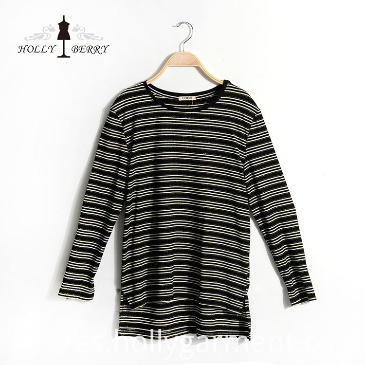 Blusas de cuello redondo a rayas Stripe Crewneck Blouses